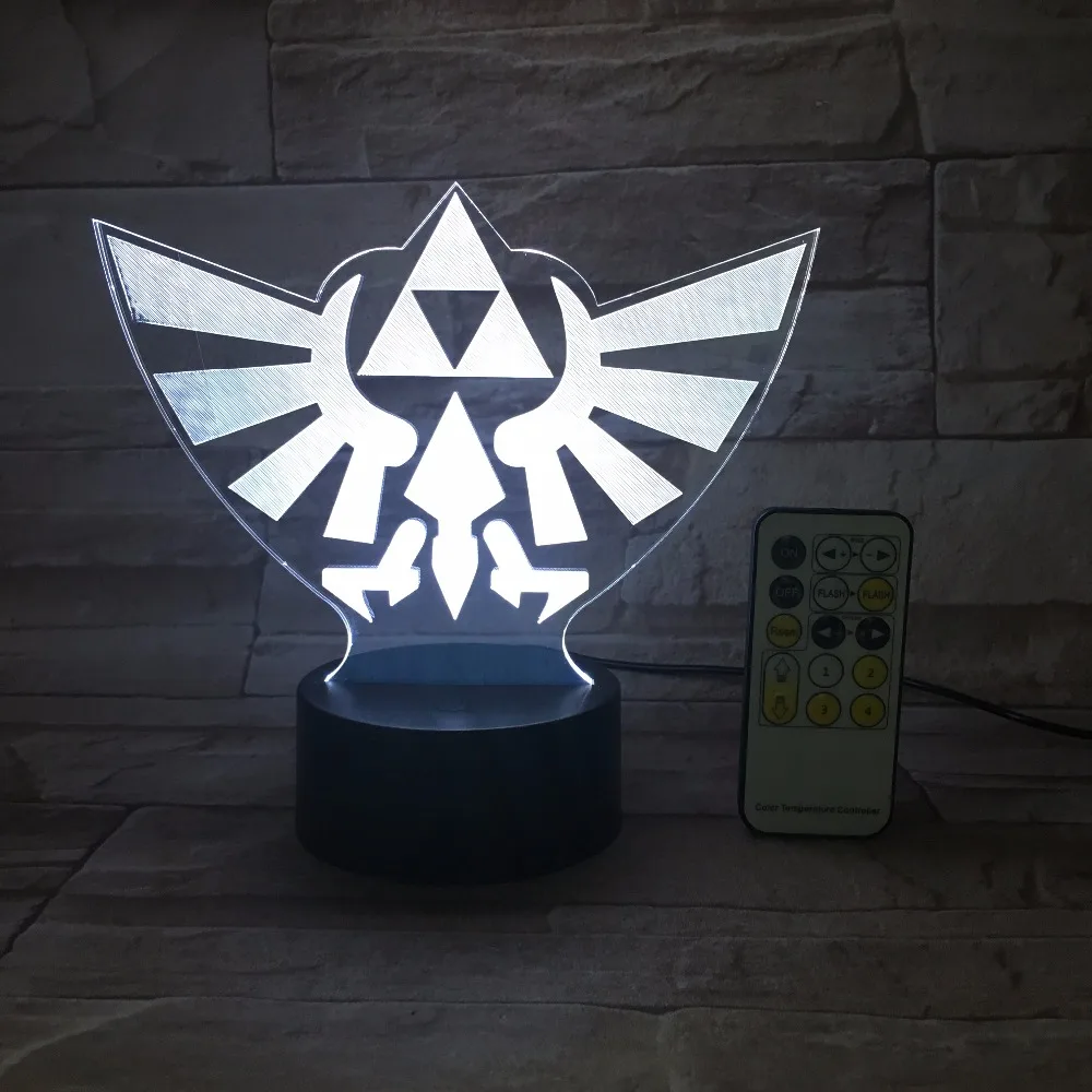 Легенда о Zeldas Треугольники 3D USB светодиодный Ночной светильник 7 Цвета иллюзия