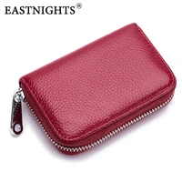 eastnights women genuine leather credit card wallet rfid card holder bag leather men zipper mini smart wallet for cards tw2721