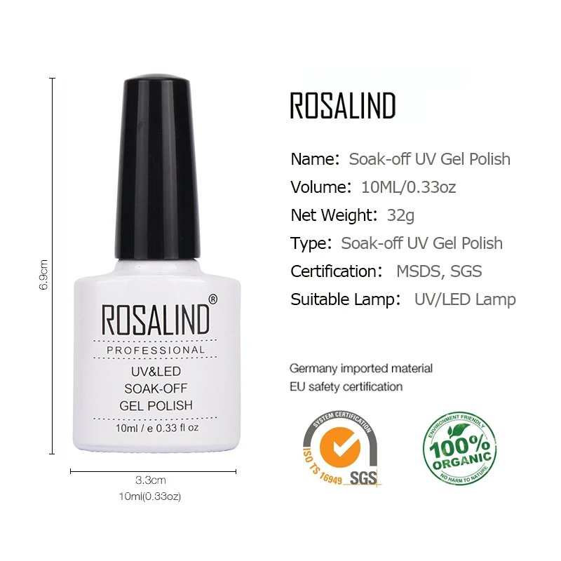 

Rosalind Nail Polish Black Colors primer Varnish For Mirror Nail Glitter Pigment Powder Silver Manicure Need And Base Top Coat