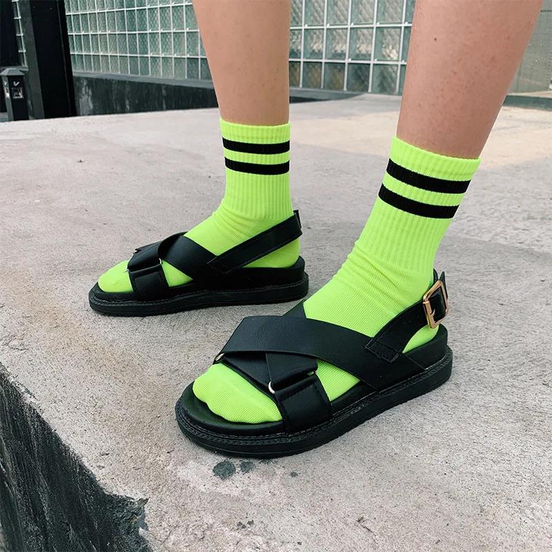 SP &amp CITY Новое поступление цветные женские флуоресцентные однотонные полосатые