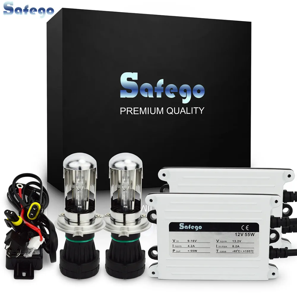 Safego 10 комплектов Супер AC12V 55 Вт HID Тонкий ксеноновый комплект H4 биксенон
