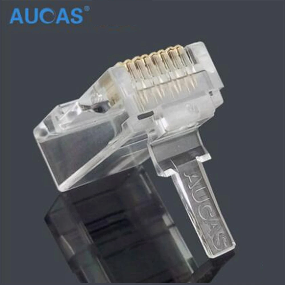 Фото Aucas высокоскоростной 50 шт. Rj45 CAT6 UTP позолоченный штекер 8P8C для подключения компьютерного сетевого кабеля модульный комплект 100% Fluke Бесплатна... №4
