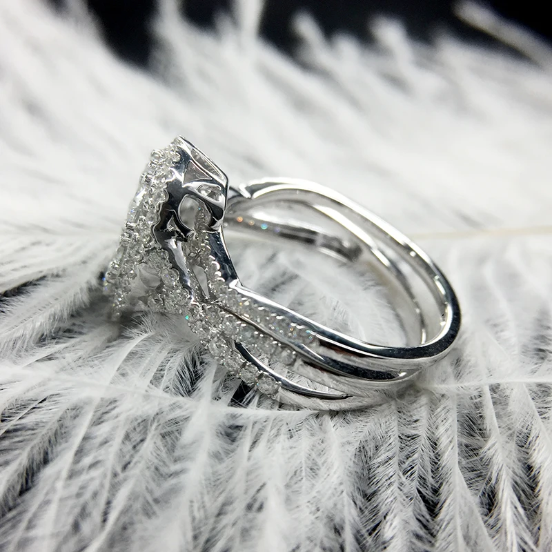 Однотонный 10 к белый золотой центр 1.5ctw F цвет Moissanite помолвочный Свадебный
