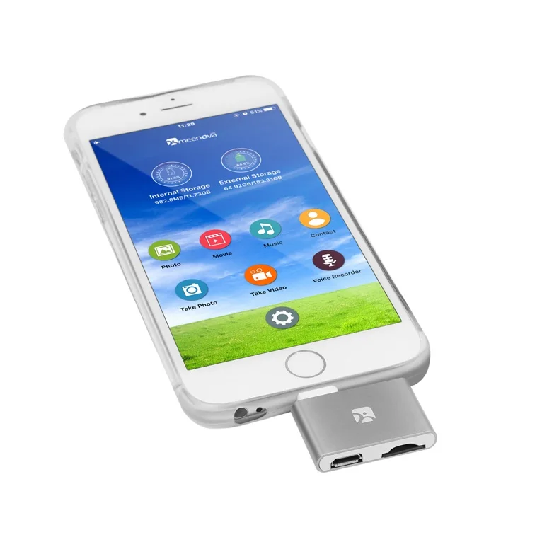 Устройство для чтения карт памяти Meenova Dash i MicroSD iPhone/iPad/iPod с портом Lightning как флэш
