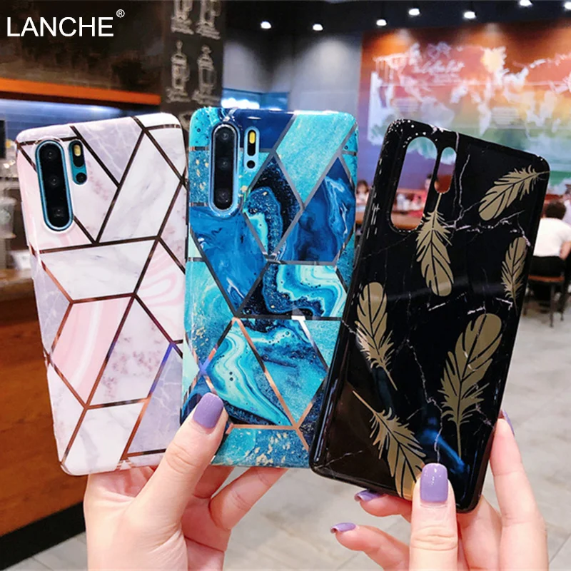 Силиконовый чехол LANCHE с гальваническим покрытием для Huawei P20 P30 Lite Mate 20 Pro роскошный