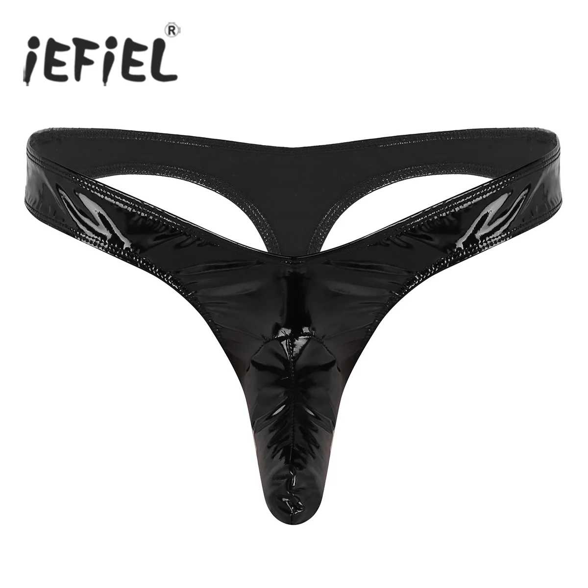 

Трусы-стринги мужские из искусственной кожи, с низкой посадкой, сексуальное нижнее белье с закрытым пенисом