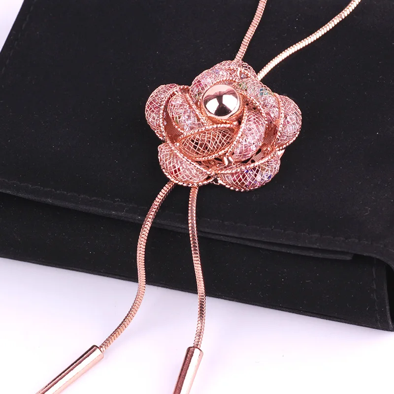 BYSPT Fashion Elegant Sweater Chain Long crystal Hollow Rose pendant ccessories long decoration necklace jewelry | Украшения и