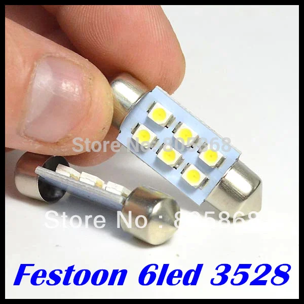Бесплатная доставка 10 шт./лот c5w led гирлянда 6smd 31 мм 36 39 42 3528 1210 SMD купольный свет для