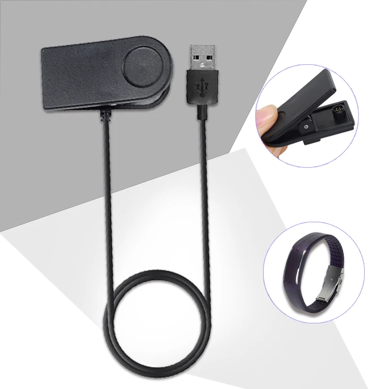 1 м портативный для POLAR LOOP1 LOOP2 V800 умный Браслет Браслеты Черный зарядный кабель USB