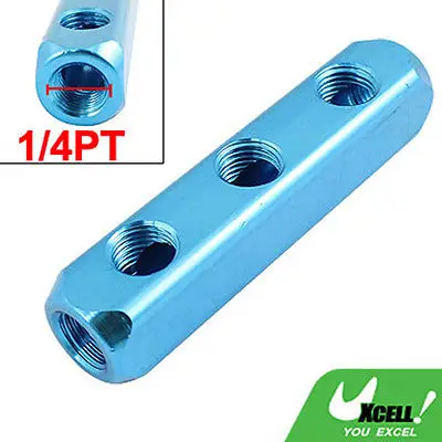 1/4pt 3 Way Air Hose Pipe Inline Manifold Block Splitter Free Shipping