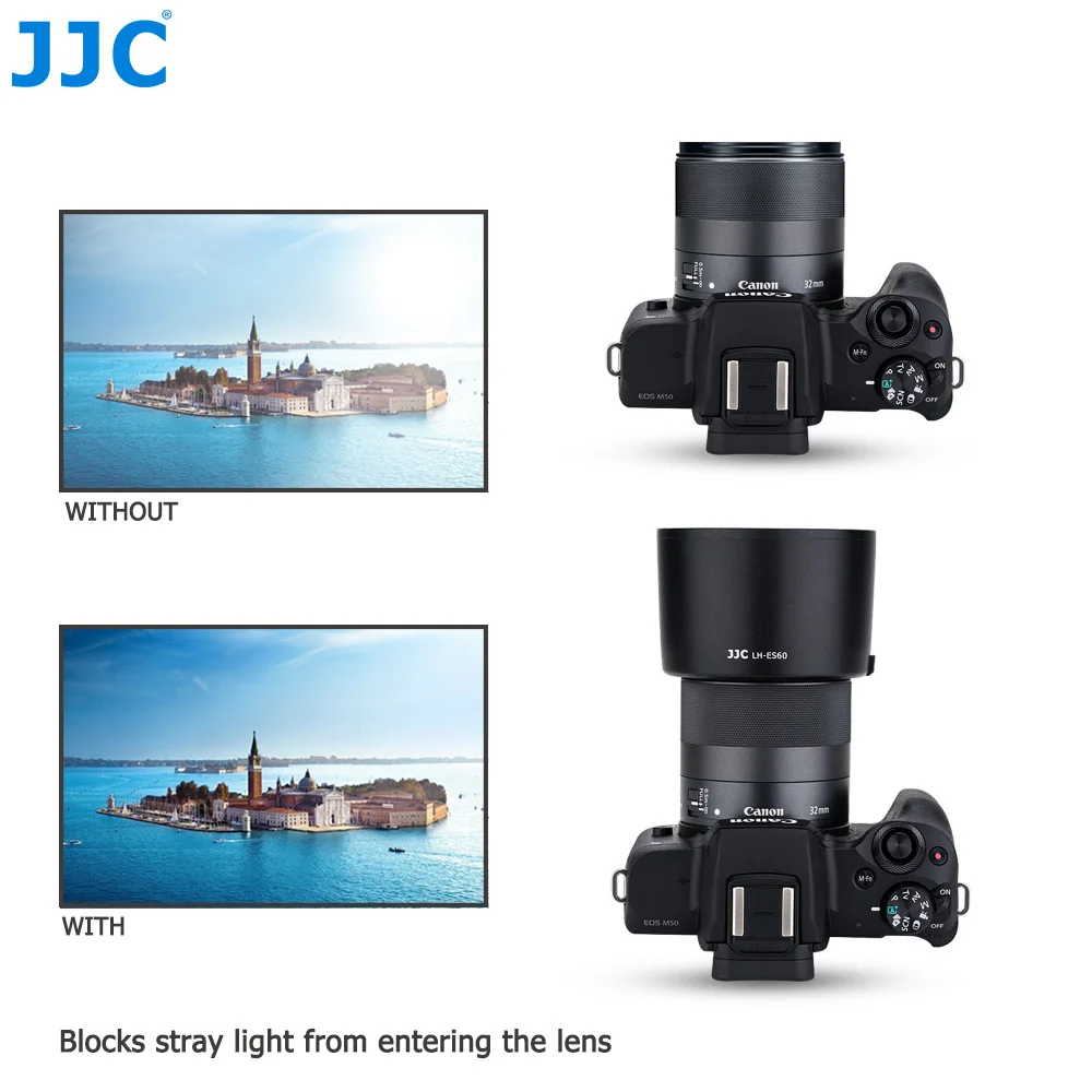 JJC LH-ES60 бленда для объектива Canon EF-M 32 мм f/1,4 STM заменяет ES-60 позволяет надевать 43 мм фильтр и крышку объектива
