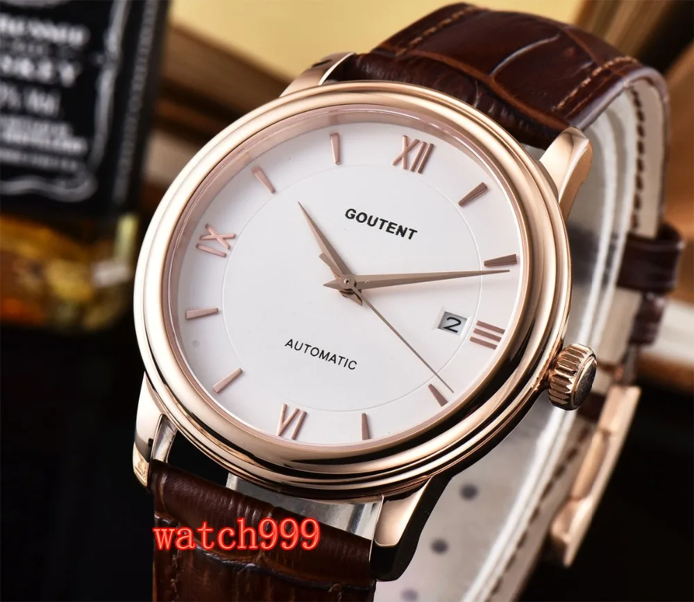 Мужские часы с белым циферблатом и сапфировым стеклом 40 мм | Наручные