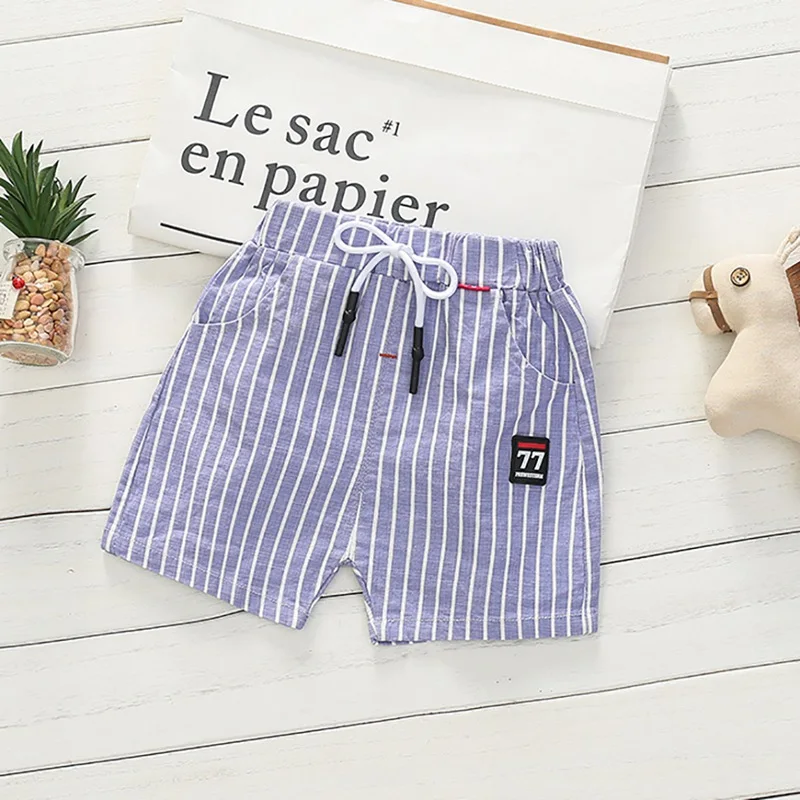 L Summer Baby Boys Stripe Print Short Pants Trousers Casual Kids Cotton Shorts Children Clothing - Цвет: L