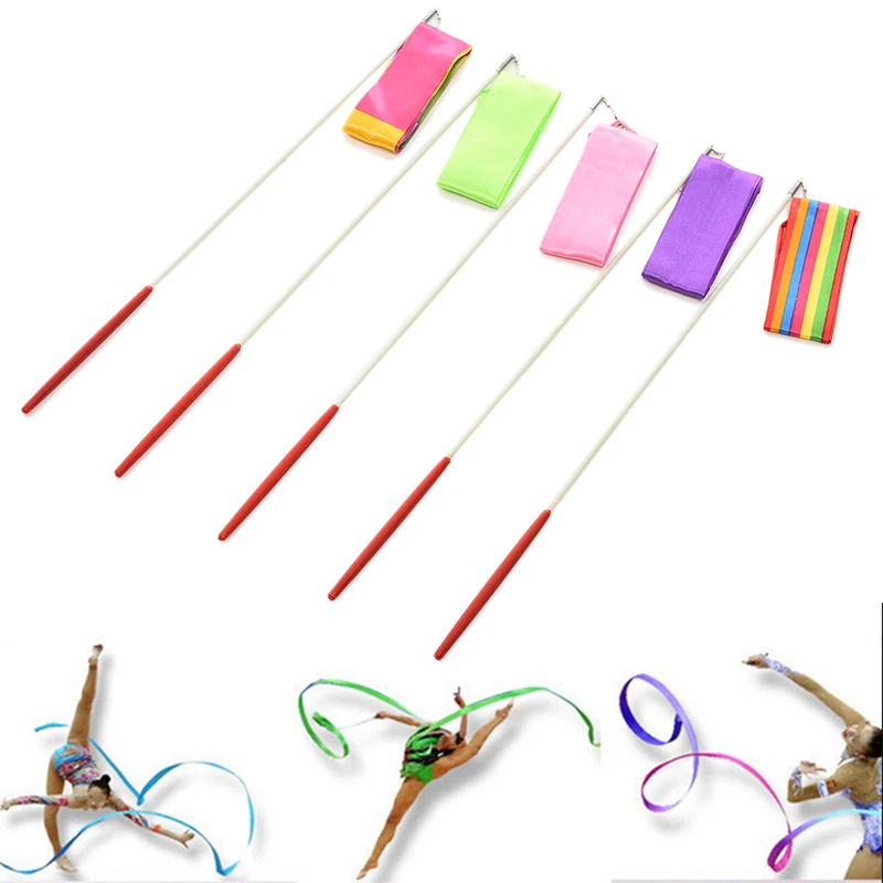 

Hot Dance Ribbon Gym Sports Event Rhythmic Gymnastics Ribbon Rod Art Ballet Twirling Stick Dancing Show Streamer Ribbon