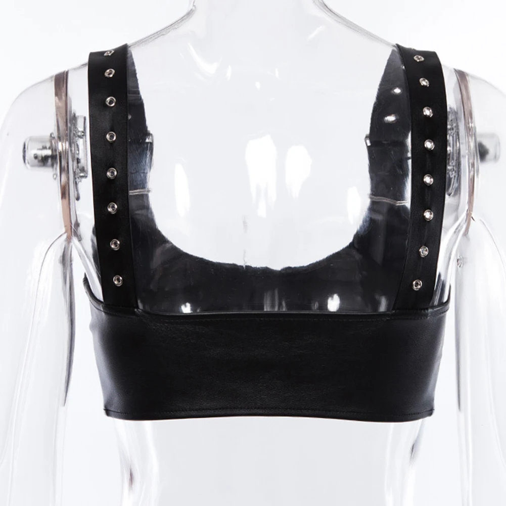 Женский укороченный топ с одной горловиной и ремешками на застежках