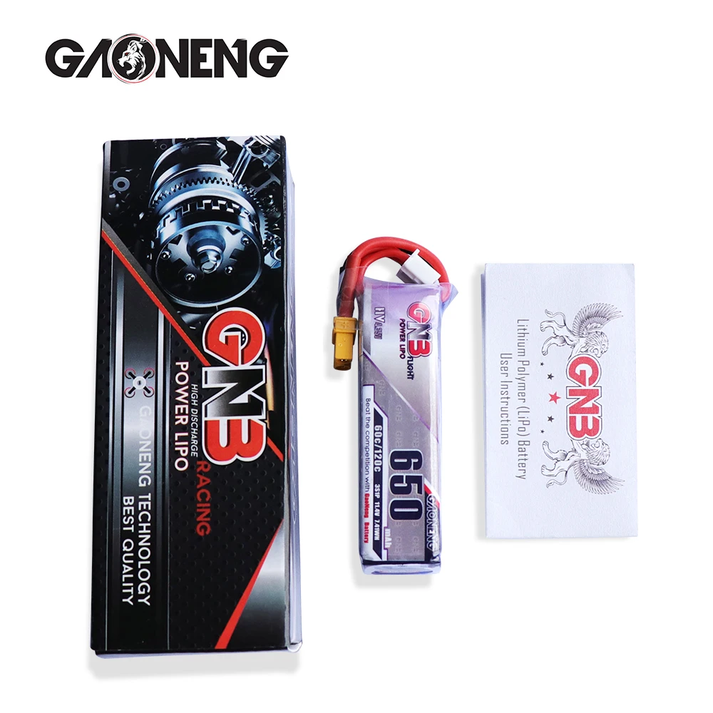 2 шт. Gaoneng GNB 650mAh 3S 11 4 V 60C/120C HV Lipo батарея XT30 разъем для FPV гоночный Дрон оси UAV RC
