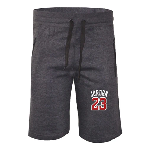 Новые летние мужские спортивные и свободные пять штанов JORDAN 23 с буквенным принтом, на молнии, Штаны спортивные штаны для фитнеса - Цвет: Темно-серый