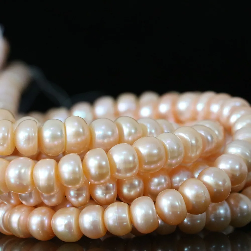

9-10mm natural orange freshwater pearl abacus loose beads fit nacklace bracelet weddings beauty jewelry making 15inch B1385