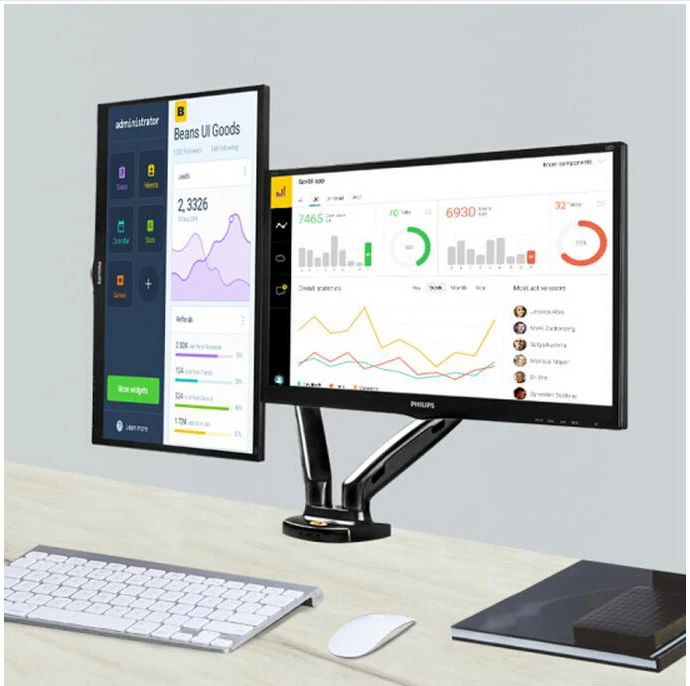 

NB F160 Gas Spring 360 Degree Desktop 17"-27" Dual Monitor Holder Arm Full Motion TV Mount