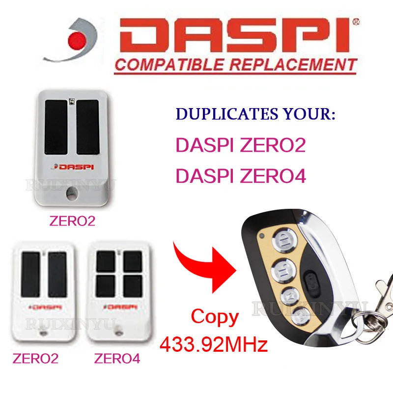 Пульт дистанционного управления DASPI ZERO2 / ZERO4 433 92 МГц|garage door remote|door remotecontrol garage |