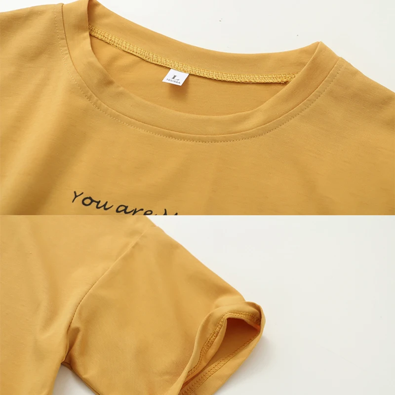 Женская футболка с круглым вырезом Повседневная хлопковая коротким рукавом и