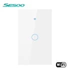 SESOO WIFI умный сенсорный выключатель приложение беспроводной дистанционный светильник настенный выключатель Хрустальная стеклянная панель работает с Alexa  Google Home