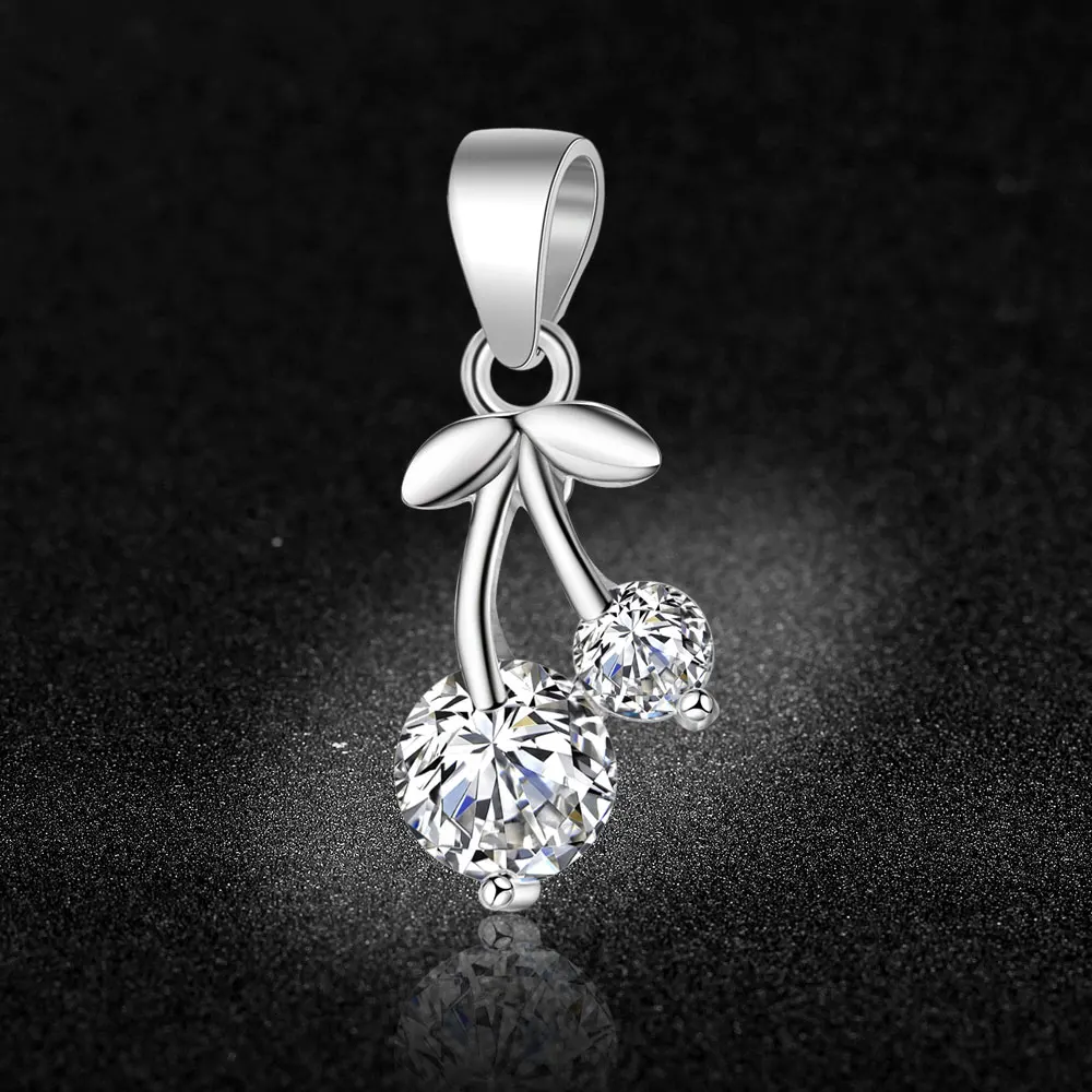 925 sterling silver Cherry zirconia pendant necklace choker connector accessories diy jewelry making wholesale | Украшения и