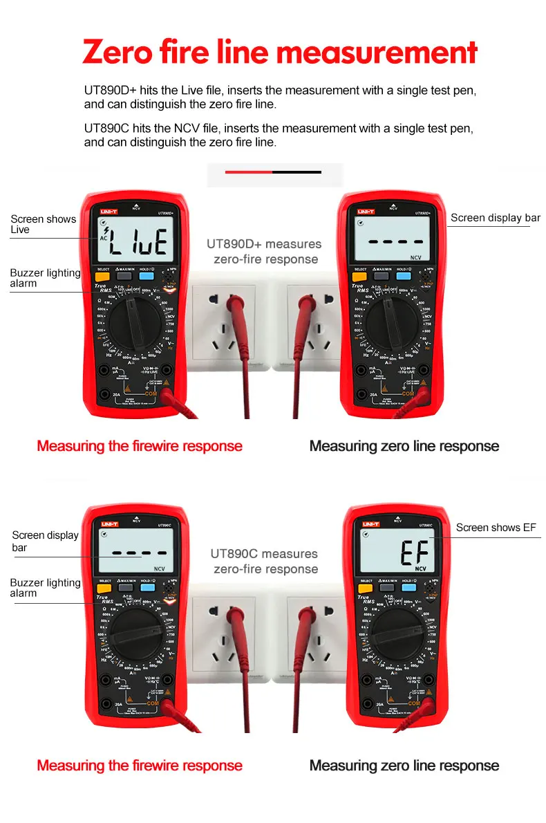 UNI T Цифровой мультиметр UT890C UT890D+ 6000 отсчетов ручная Частота Температура Напряжение Амперметр AC DC DMM конденсатор тестер NCV