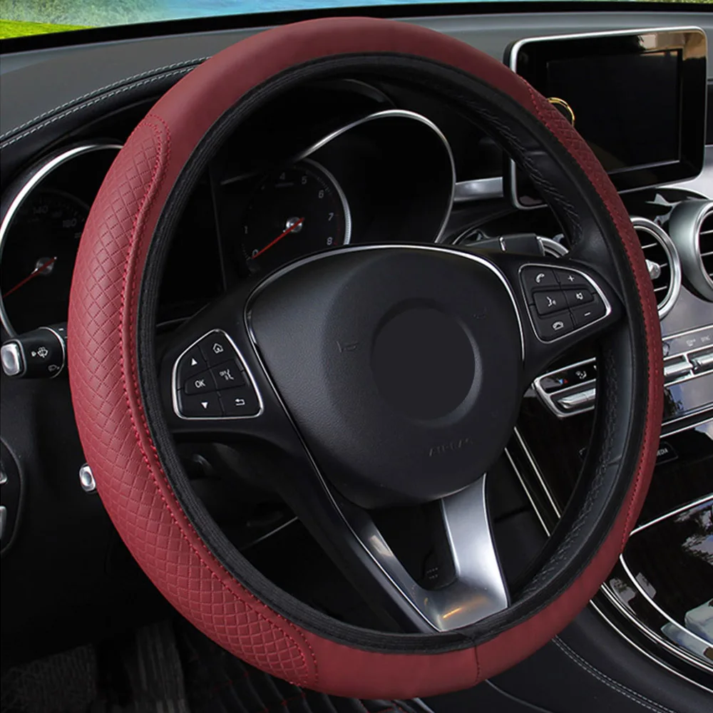 LEEPEE тиснение кожа Skidproof Авто Крышка рулевого колеса PU микрофибра универсальный Противоскользящий чехол рулевого колеса автомобиля