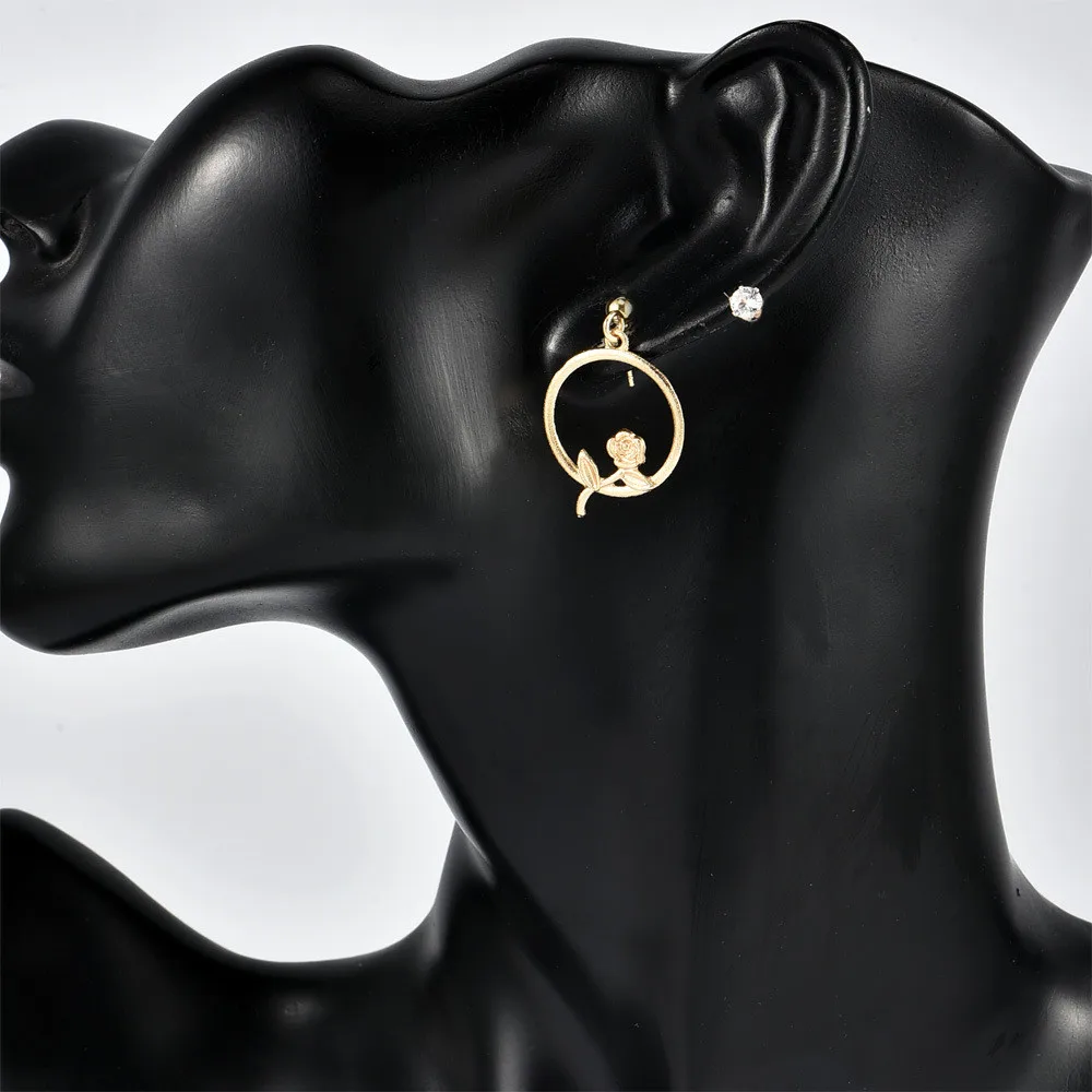 Женские винтажные серьги подвески MLING круглые золотистого цвета с розовыми