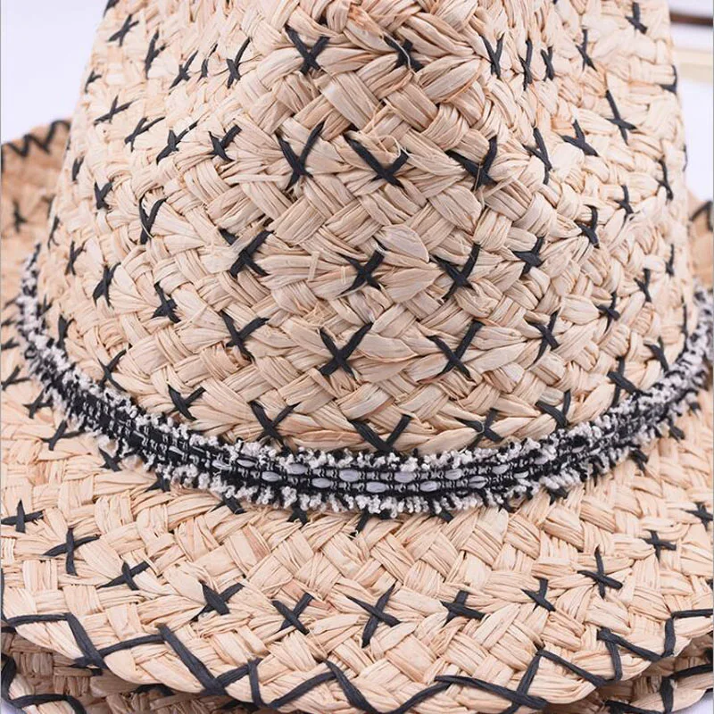 

2019 NEW Summer Girls Raffia Straw Hat British Retro Jazz Caps Sombrero Fashion Ladies Beach Hat Outdoor Sun Hats For Women