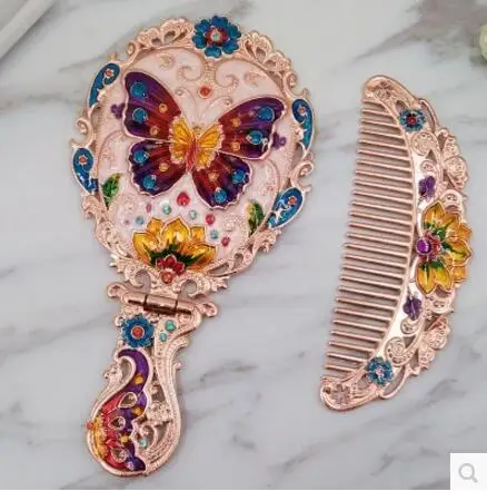 Складное зеркальное зеркало с одной ручкой и расческой J047|mirror with frame|metal mirror