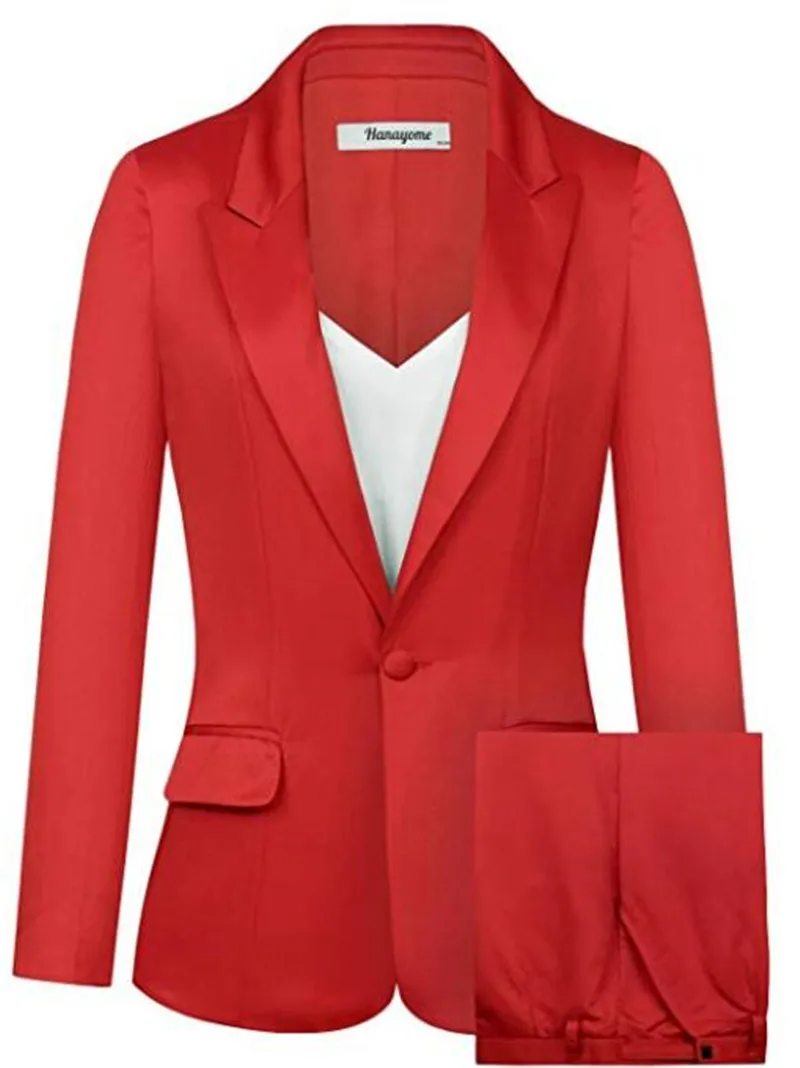 Single Breasted Women Jacket+Pants Red Women Business Suits Women ...