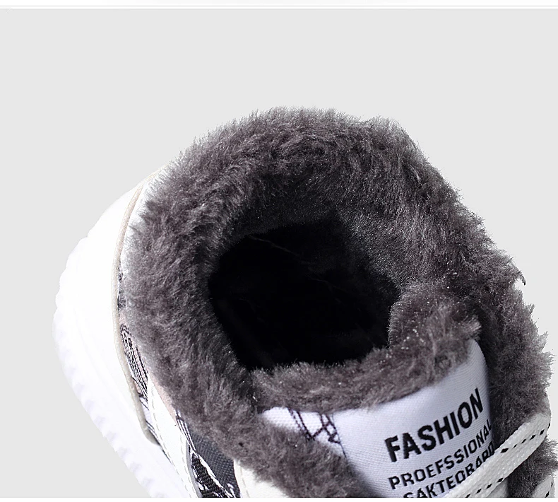 

Men's Winter Fur Canvas Shoes High Top Casual Sneakers Plush Warm Shoes Krasovki Men Footwear Male Chaussures Homme Plus Size 45