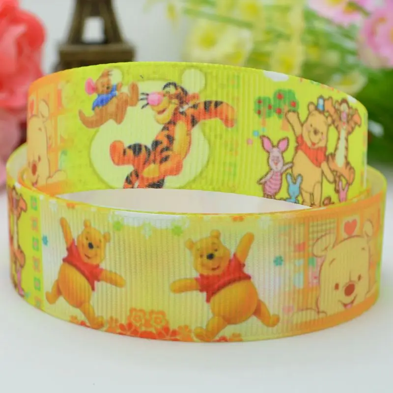DUWES 7/8 &quot22 мм 2 5 10 20 50 ярдов Винни мишки печатных grosgrain ленты волос лук DIY ручной
