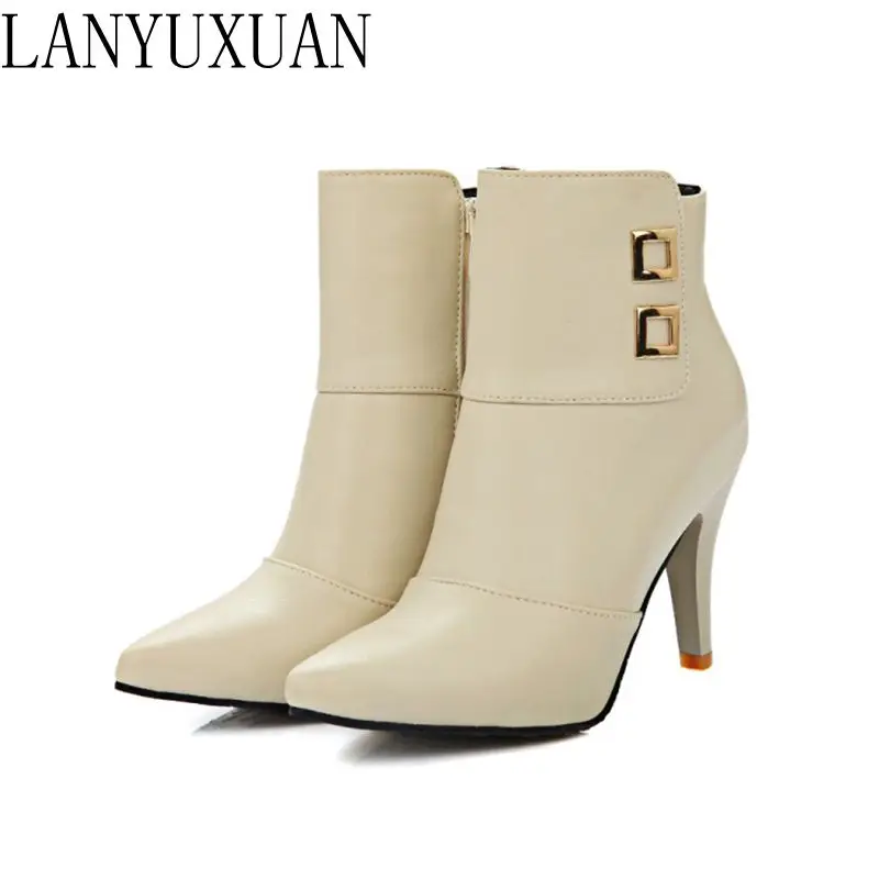 2017 г. Botas Mujer зимние ботинки новые женские с острым носком и пряжкой пикантные