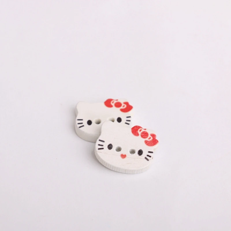 50 шт. белое пальто деревянные декоративные пуговицы кошки животные Китти милый