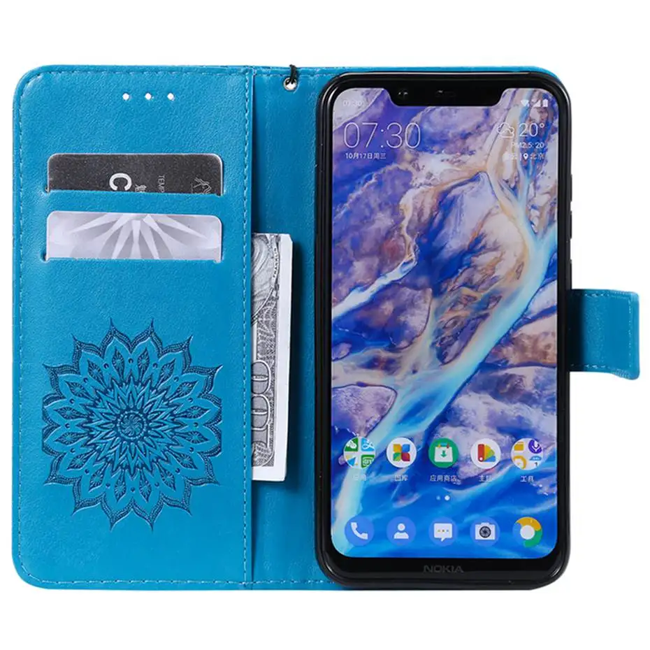Из искусственной кожи флип чехол для Nokia 3, 5, 6, 8, 9, чистый вид кошелек с рисунками подсолнуха чехол для Nokia 1 3,1 3,2 4,2 7,1 8,1 плюс Чехол для телефона чехол