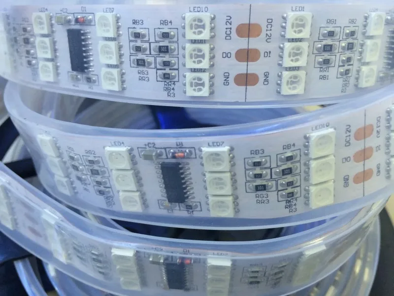 

12V Waterproof TM1812 5050 RGB led pixel Strip 5m 144leds/m Three Row digital dream color flexible tape light free shipping