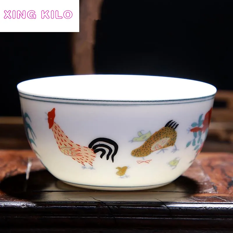 

Jingdezhen Daming Chenghua Colorful Chicken Cylinder Cup Kung Fu Tea Master Cup Taste Cup White Porcelain Large Antique