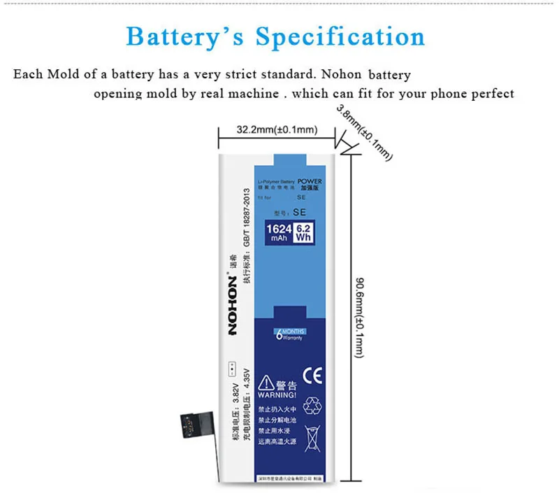 NOHON Оригинальное Батарея для iPhone 6 S 6 S 5 5S 5C SE 5SE iPhone5 iPhone6 iPhone5S iPhone5C iPhone6S iPhoneSE Инструменты для ремонта