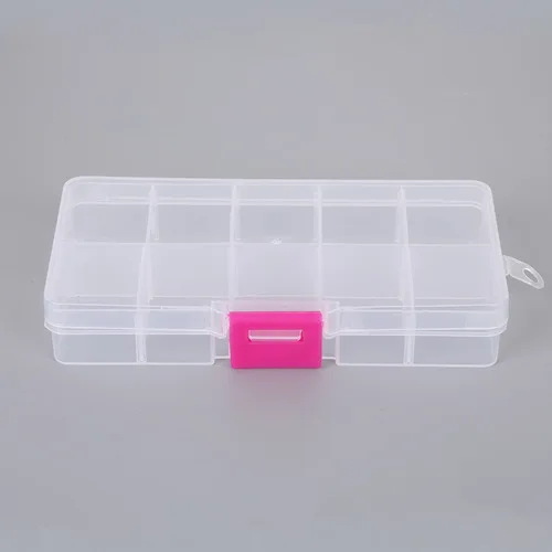 White Red Clasp 10 слотов Регулируемая прозрачная коробка для хранения ювелирных изделий Кольцо Серьги лекарство таблетки бусины портативный пластиковый Чехол Органайзер для путешествий - Цвет: White Red Clasp