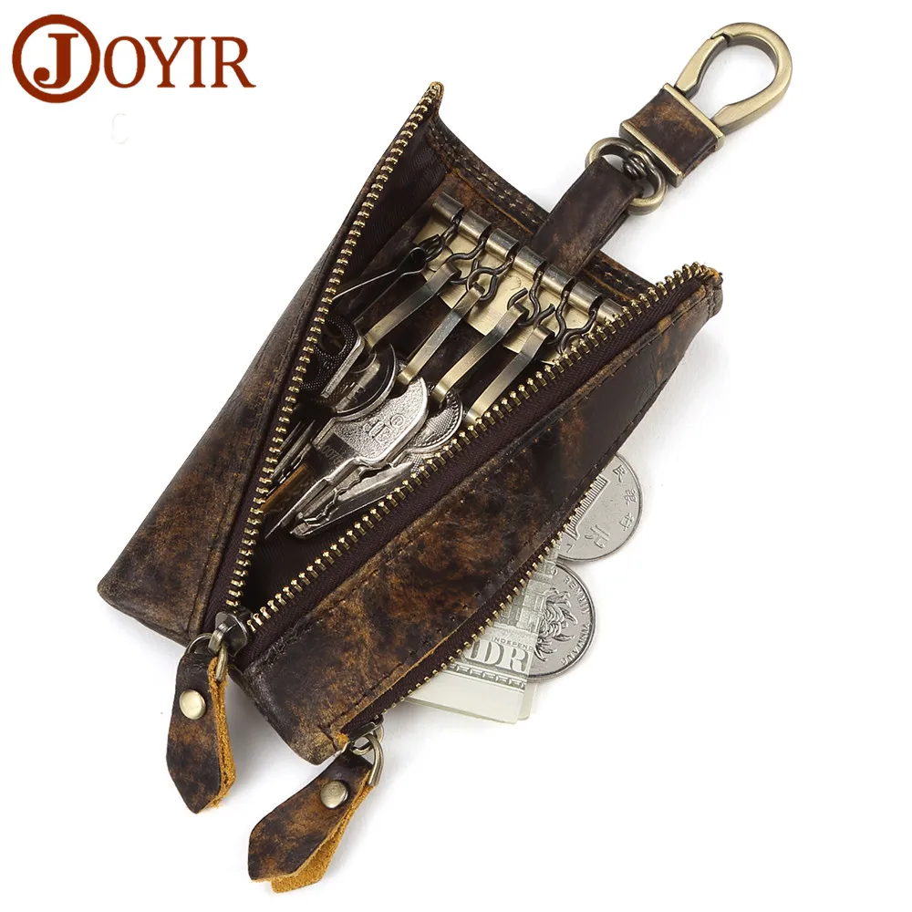 

Кошелек JOYIR K031 мужской, из 2021 натуральной воловьей кожи, многофункциональный чехол для ключей, ключница, ключи, монеты чехол на молнии, качес...
