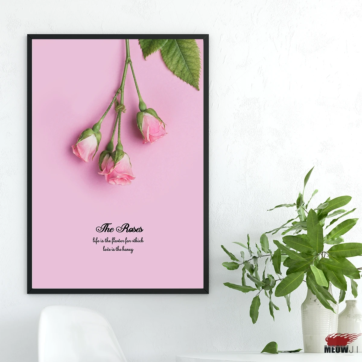 [EMEOWJI] Life is Flower Love Quote London Romance Roses Canvas современное искусство принт постер для