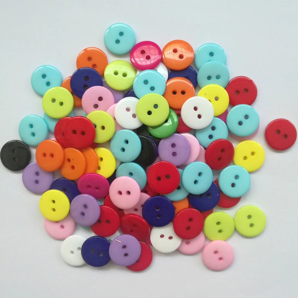 

200pcs Mixed Buttons Children's Clothing 2-Holes Button Wholesale Bulk Diy Resin 15mm Scrapbook DIY Bouton Hand Knitting Tool