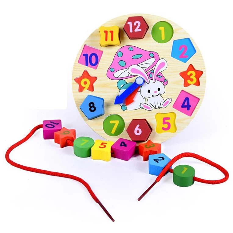 Chanycore Детские Обучающие деревянные часы с резьбой кролик детские развивающие