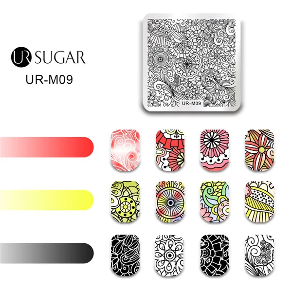 UR-M09 Ur Sugar пластина для штамповки ногтей цветок животное геометрический дизайн ногтей штамп штамповка шаблон изображения пластины трафарет различной формы инструмент для ногтей - Цвет: UR-M09