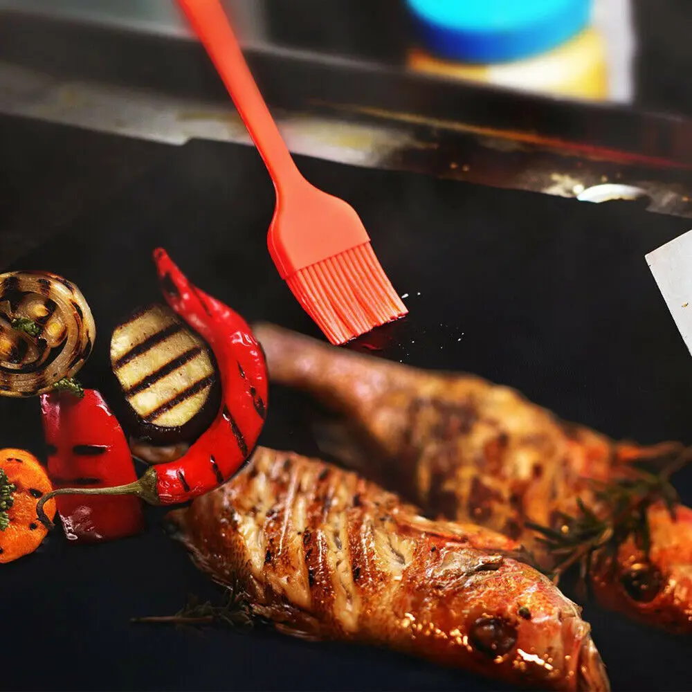 Outdoor BBQ Tool Reusable Teflon Fiber Heat Resistant Pad Sheet 40 * 33cm Picnic Fry Cooking Brush and Clip |