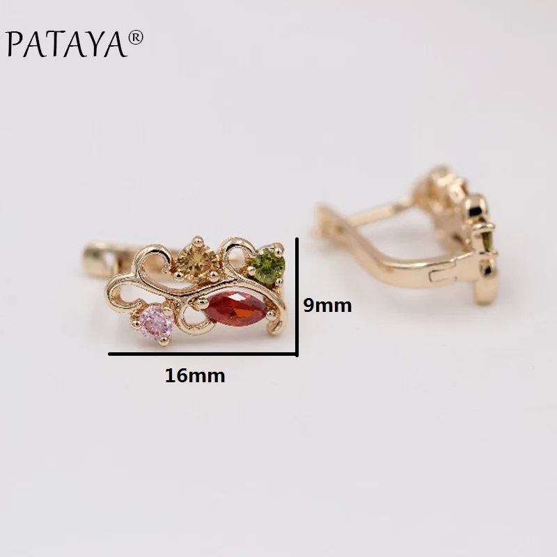 Женские серьги с цветком PATAYA нестандартные из розового золота 585 пробы
