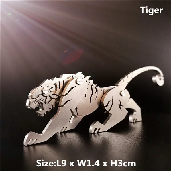 tiger DIY сборные модели игрушки Коллекция рабочего стола для взрослых детей 3D металлическая модель Китайский Зодиак динозавры Западный Огненный Дракон - Цвет: tiger